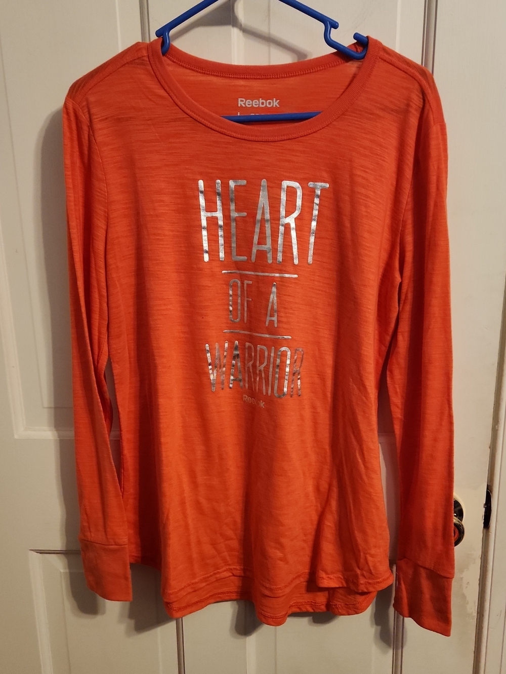 Reebok Speedwick Orange Long Sleeve Heart Of A Warrior